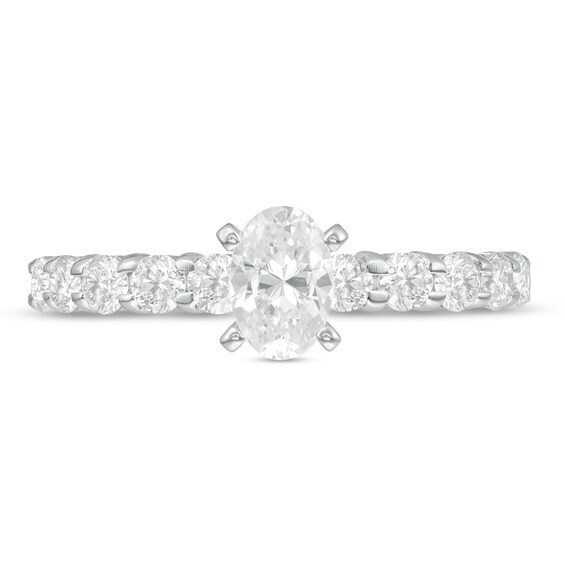 1 CT. T.w. Oval Diamond Engagement Ring in 14K White Gold