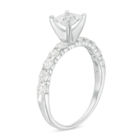 1 CT. T.w. Princess-Cut Diamond High Profile Engagement Ring in 14K White Gold