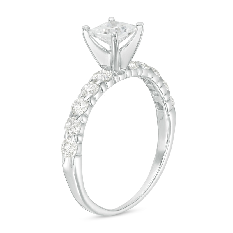 Main Image 3 of 1 CT. T.W. Princess-Cut Diamond High Profile Engagement Ring in 14K White Gold