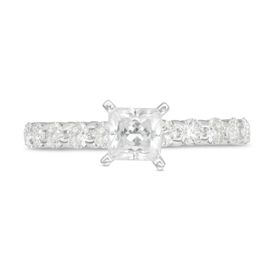 1 CT. T.w. Princess-Cut Diamond High Profile Engagement Ring in 14K White Gold