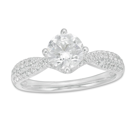 1-1/4 CT. T.w. Certified Diamond Crossover Engagement Ring in 14K White Gold (I/Si2)
