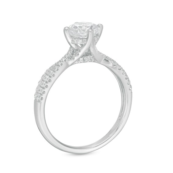 1-1/4 CT. T.w. Certified Diamond Crossover Engagement Ring in 14K White Gold (I/Si2)
