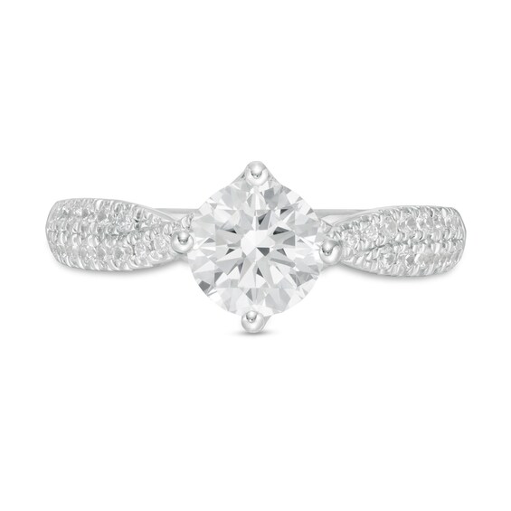 1-1/4 CT. T.w. Certified Diamond Crossover Engagement Ring in 14K White Gold (I/Si2)