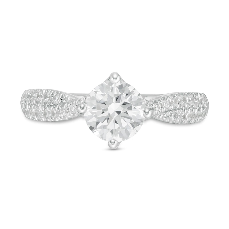1-1/4 CT. T.W. Certified Diamond Crossover Engagement Ring in 14K White Gold (I/SI2)