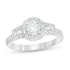 Thumbnail Image 1 of 7/8 CT. T.W. Diamond Frame Three Stone Engagement Ring in 14K White Gold
