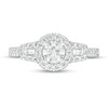 Thumbnail Image 4 of 7/8 CT. T.W. Diamond Frame Three Stone Engagement Ring in 14K White Gold