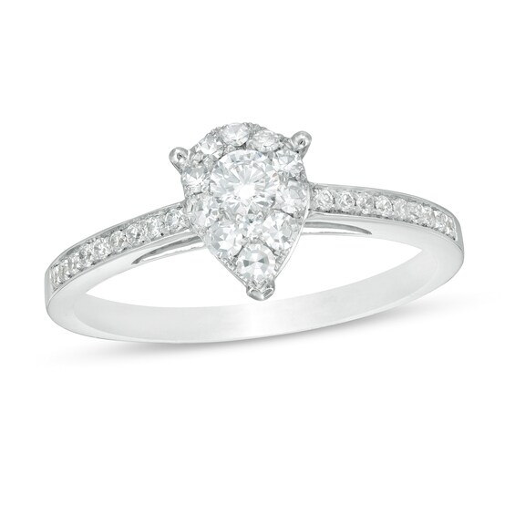 3/8 CT. T.w. Diamond Teardrop-Shape Frame Engagement Ring in 14K White Gold