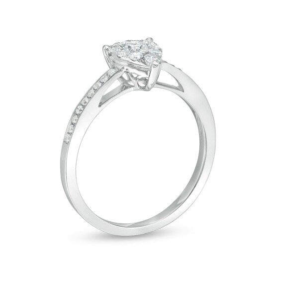 3/8 CT. T.w. Diamond Teardrop-Shape Frame Engagement Ring in 14K White Gold