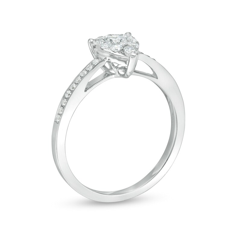Main Image 2 of 3/8 CT. T.W. Diamond Teardrop-Shape Frame Engagement Ring in 14K White Gold
