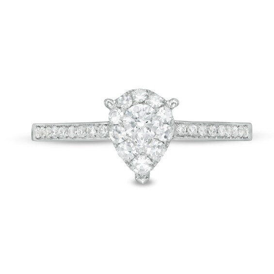 3/8 CT. T.w. Diamond Teardrop-Shape Frame Engagement Ring in 14K White Gold