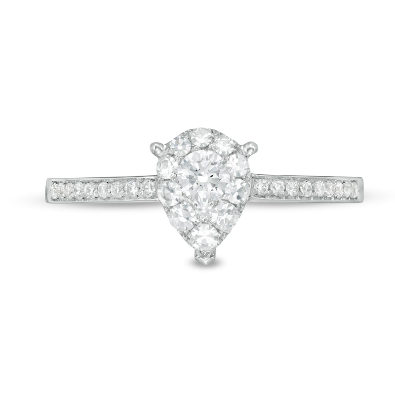3/8 CT. T.W. Diamond Teardrop-Shape Frame Engagement Ring in 14K White Gold