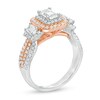 Thumbnail Image 3 of 1-1/2 CT. T.W. Certified Emerald-Cut Diamond Past Present Future®Frame Engagement Ring in 14K Two-Tone Gold (I/SI2)