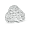 Thumbnail Image 1 of 2 CT. T.W. Composite Diamond Oval Frame Multi-Row Engagement Ring in 14K White Gold