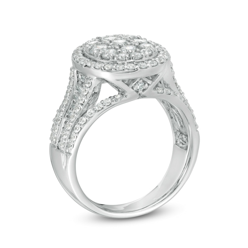 Main Image 2 of 2 CT. T.W. Composite Diamond Oval Frame Multi-Row Engagement Ring in 14K White Gold