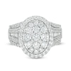 Thumbnail Image 3 of 2 CT. T.W. Composite Diamond Oval Frame Multi-Row Engagement Ring in 14K White Gold
