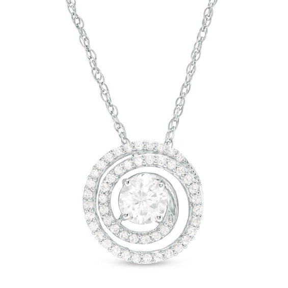 5.0mm Lab-Created White Sapphire Swirl Pendant in Sterling Silver