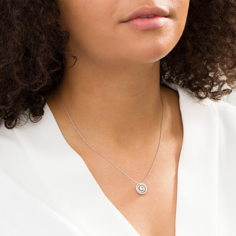 Main Image 2 of 5.0mm Lab-Created White Sapphire Swirl Pendant in Sterling Silver
