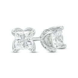 Love's Destiny by Zales 1 CT. T.W. Certified Princess-Cut Diamond Solitaire Stud Earrings in 14K White Gold (I/I2)