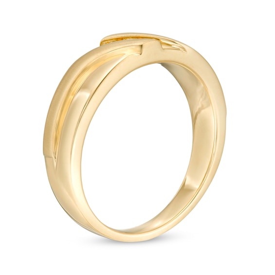 1/10 CT. T.w. Diamond Three Stone Slant Wedding Band in 10K Gold