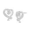 Thumbnail Image 1 of 1/10 CT. T.W. Diamond Tilted Ribbon Heart Stud Earrings in Sterling Silver