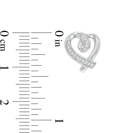 1/10 CT. T.w. Diamond Tilted Ribbon Heart Stud Earrings in Sterling Silver