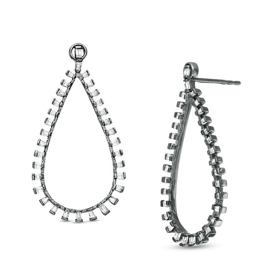 3/8 CT. T.W. Diamond Teardrop Earrings in 10K White Gold with Black Rhodium 3/8 CT. T.W. Diamond Teardrop Earrings in 10K White Gold with Black Rhodium
