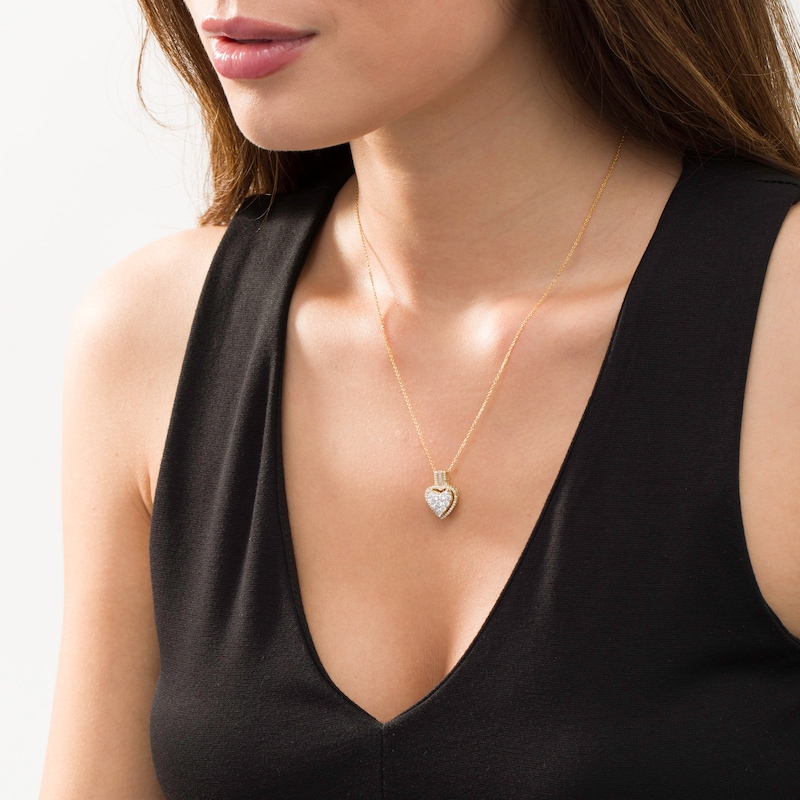 Main Image 2 of 5/8 CT. T.W. Composite Diamond Heart Pendant in 10K Gold