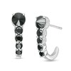 Thumbnail Image 1 of 1 CT. T.W. Enhanced Black and White Diamond J-Hoop Earrings in 10K White Gold