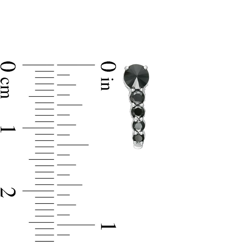 Main Image 3 of 1 CT. T.W. Enhanced Black and White Diamond J-Hoop Earrings in 10K White Gold