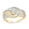 Thumbnail Image 1 of 1/4 CT. T.W. Diamond Three Stone Bypass Ring in 10K Gold