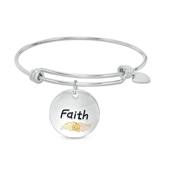 Black Hills Gold "Faith" Disc Charm Bangle in Ion-Plated Brass - 7.5" Black Hills Gold "Faith" Disc Charm Bangle in Ion-Plated Brass - 7.5"
