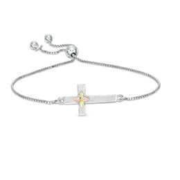 Black Hills Gold Brushed Sideways Cross Bolo Bracelet in Sterling Silver - 9.0"