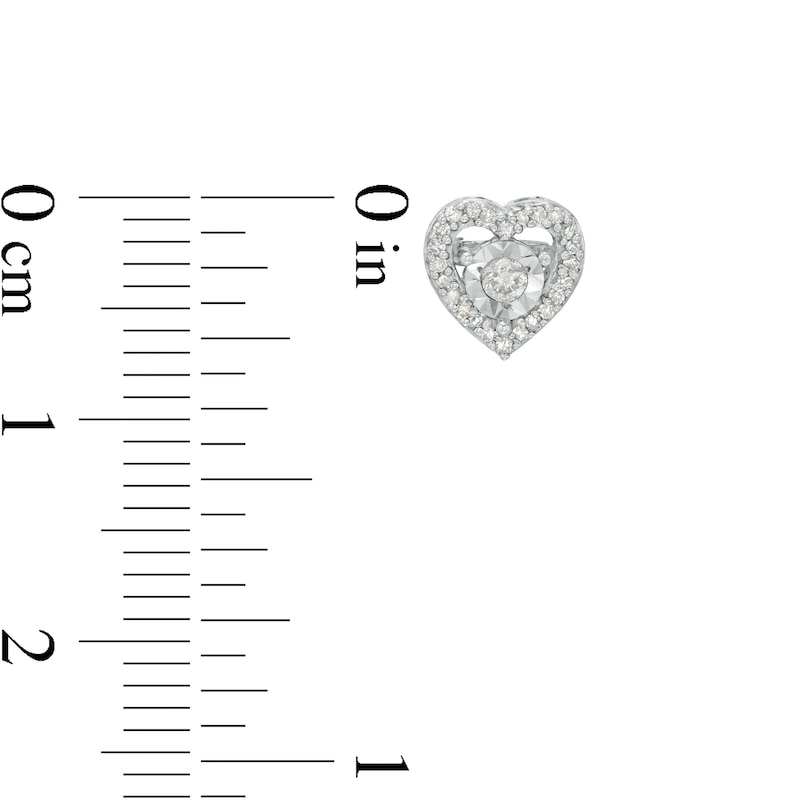 Main Image 3 of 1/6 CT. T.W. Diamond Heart Stud Earrings in Sterling Silver