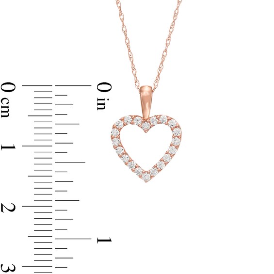 1/4 CT. T.W. Diamond Heart Outline Pendant in 10K Rose Gold 1/4 CT. T.W. Diamond Heart Outline Pendant in 10K Rose Gold