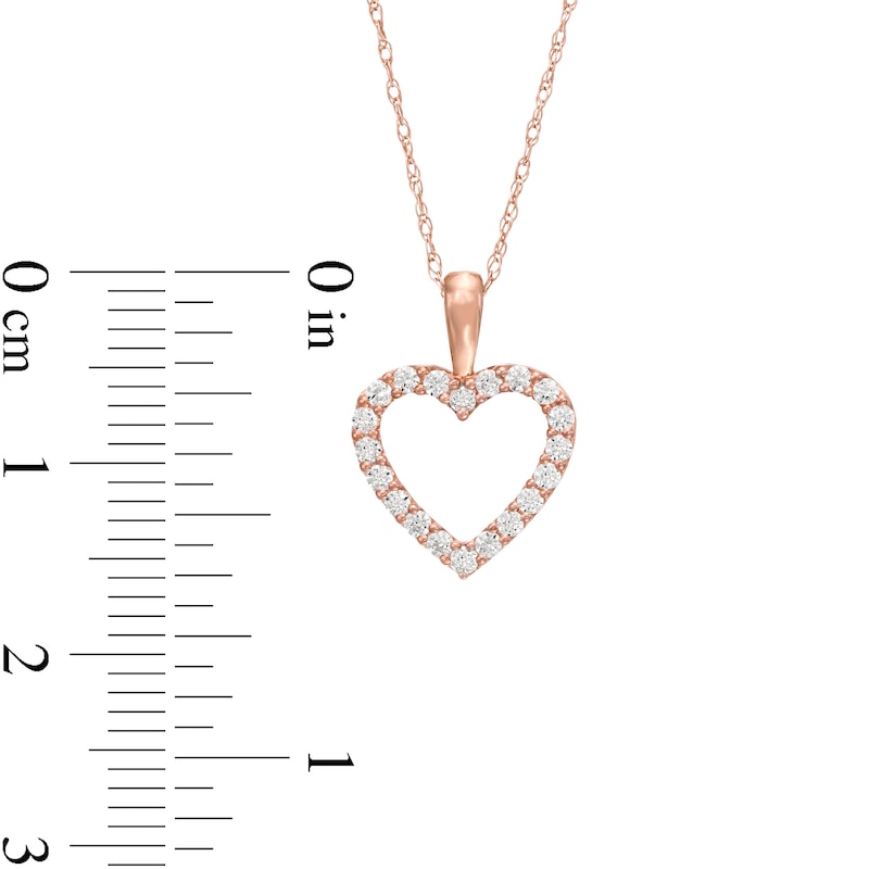 1/4 CT. T.W. Diamond Heart Outline Drop Pendant in 10K Rose Gold