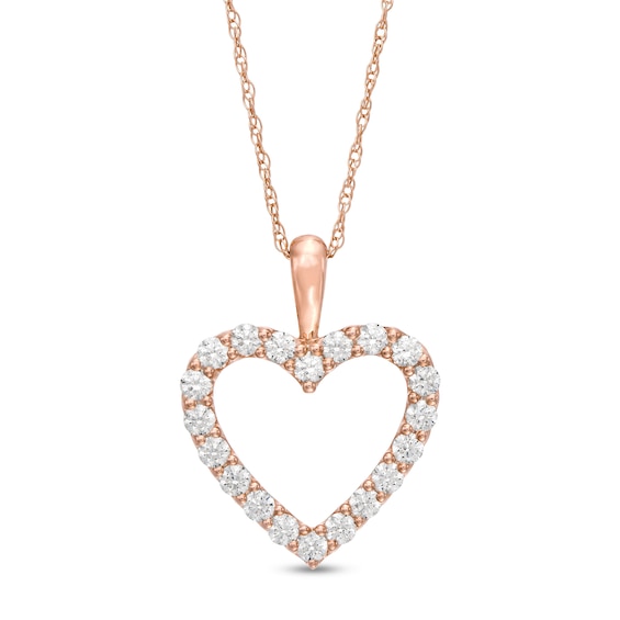 1/2 CT. T.w. Diamond Heart Outline Pendant in 10K Rose Gold