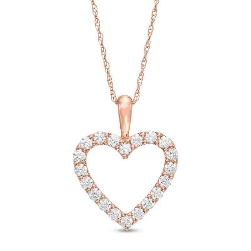 1/2 CT. T.W. Diamond Heart Outline Pendant in 10K Rose Gold