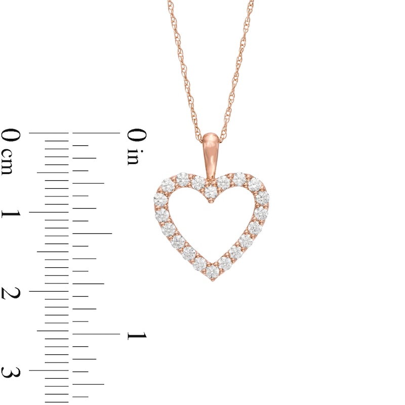 1/2 CT. T.W. Diamond Heart Outline Pendant in 10K Rose Gold