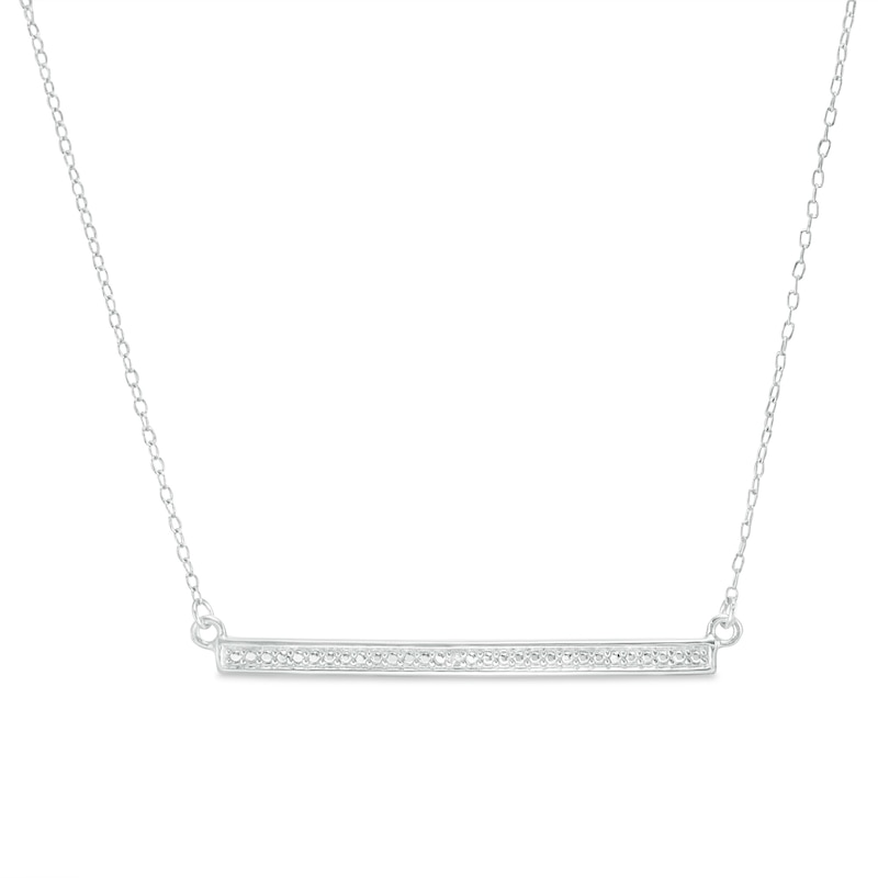 Main Image 1 of Diamond Accent Horizontal Bar Necklace in Sterling Silver