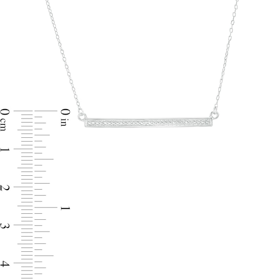 Diamond Accent Horizontal Bar Necklace in Sterling Silver