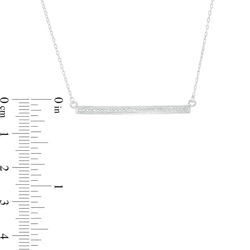 Main Image 3 of Diamond Accent Horizontal Bar Necklace in Sterling Silver