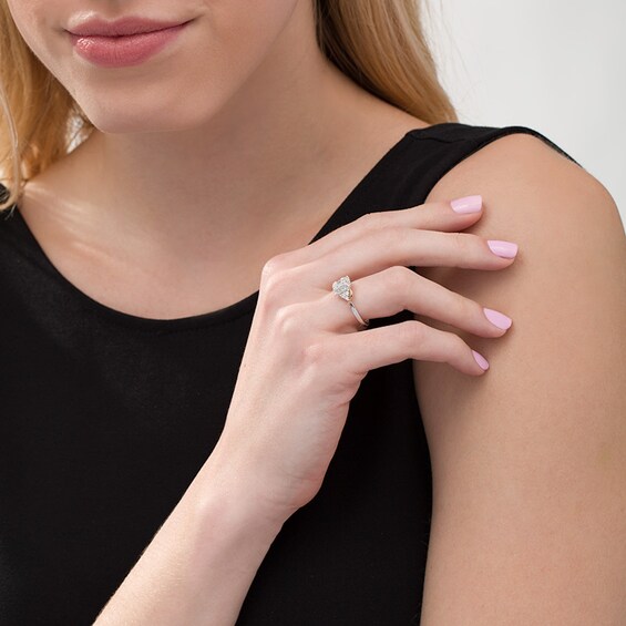 3/8 CT. T.w. Emerald-Shaped Multi-Diamond Frame Tri-Sides Ring in 10K Two-Tone Gold