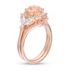 Thumbnail Image 3 of 7.0mm Morganite, Lab-Created White Sapphire and 1/6 CT. T.W. Diamond Frame Floral Bridal Set in 10K Rose Gold