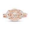 Thumbnail Image 4 of 7.0mm Morganite, Lab-Created White Sapphire and 1/6 CT. T.W. Diamond Frame Floral Bridal Set in 10K Rose Gold