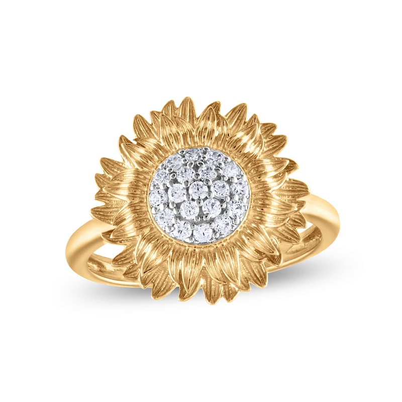 Main Image 1 of 1/5 CT. T.W. Diamond Sunflower Ring in 10K Gold