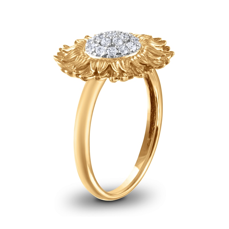 1/5 CT. T.W. Diamond Sunflower Ring in 10K Gold