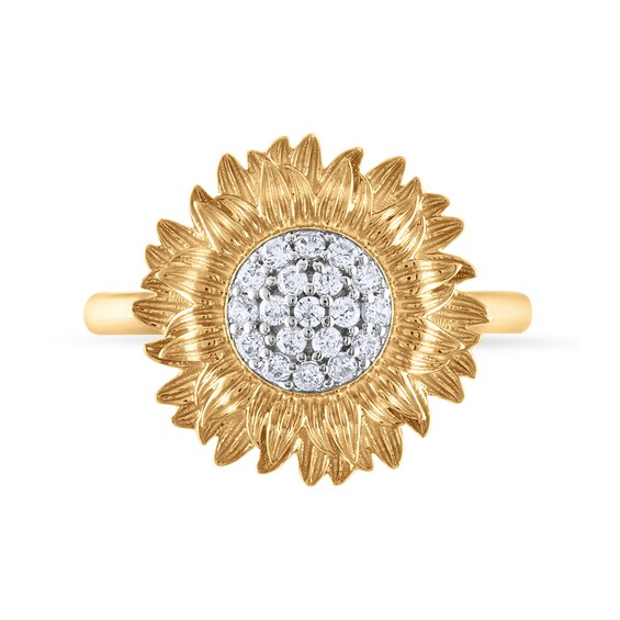 1/5 CT. T.w. Diamond Sunflower Ring in 10K Gold