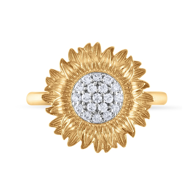 1/5 CT. T.W. Diamond Sunflower Ring in 10K Gold