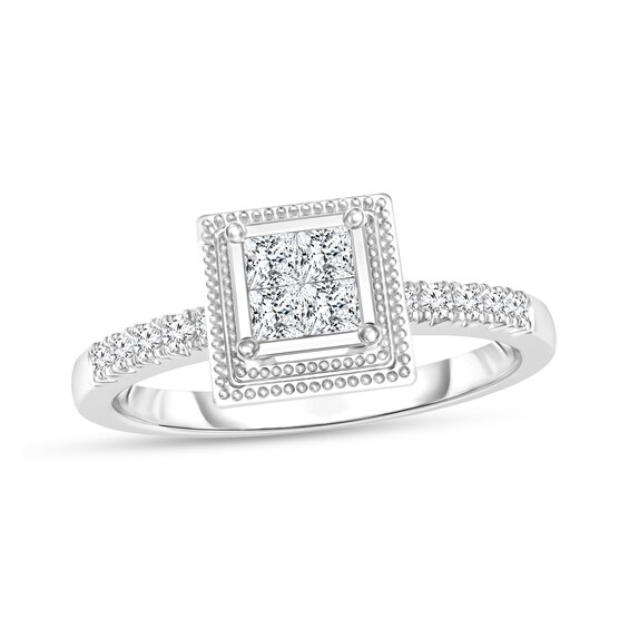 1/4 CT. T.W. Princess-Cut Quad Diamond Vintage-Style Promise Ring in Sterling Silver 1/4 CT. T.W. Princess-Cut Quad Diamond Vintage-Style Promise Ring in Sterling Silver