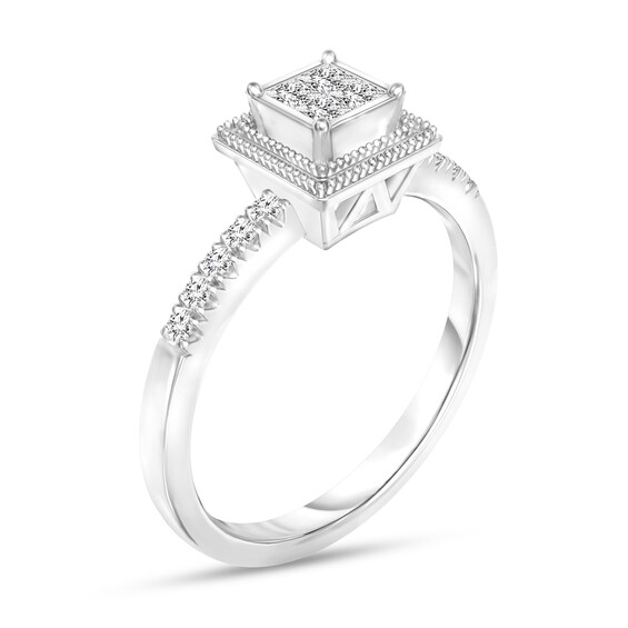 1/4 CT. T.W. Princess-Cut Quad Diamond Vintage-Style Promise Ring in Sterling Silver 1/4 CT. T.W. Princess-Cut Quad Diamond Vintage-Style Promise Ring in Sterling Silver